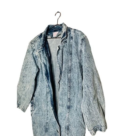 DANIEL Vintage Long Acid Washed Denim Duster Rancher Style Coat Size Medium - Picture 4 of 12